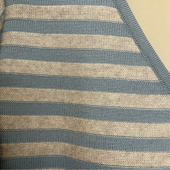 St. John Blue & Gray Striped Women's Silk Wool Sweater Oversized Size Small - Picture 8 of 14